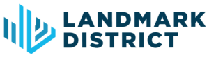 Landmark District logo in teal and blue.