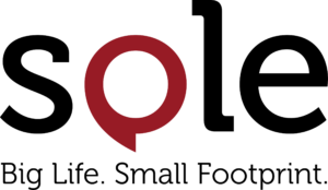 Sole Big Life. Small Footprint. logo in red and black.
